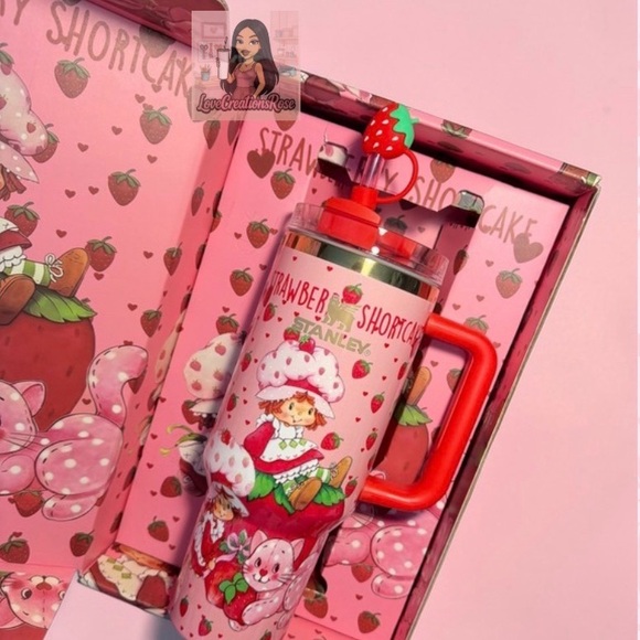 Stanley Red Strawberry Shortcake Tumbler with Straw and Straw Topper - Picture 2 of 4